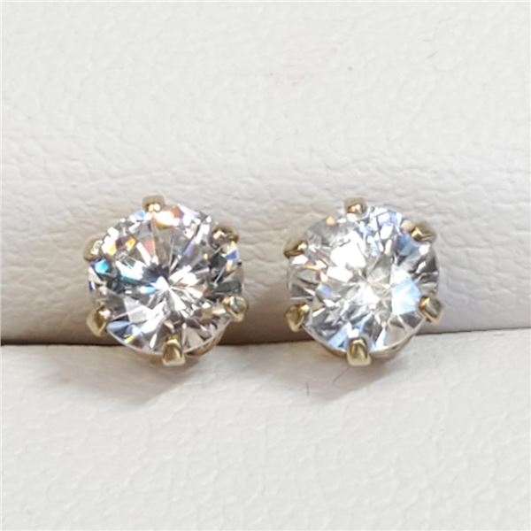 10K Yellow Gold Cubic Zirconia Earrings, Made in Canada, Suggested Retail Value $240