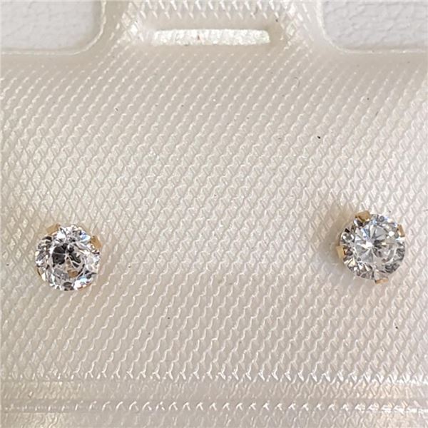 14K Yellow Gold Cubic Zirconia Earrings, Made in Canada, Suggested Retail Value $160