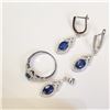 Image 2 : Silver Sapphire(4ct) Ring, Pendant, Earring Set (~weight 10.04g), Suggested Retail Value $610