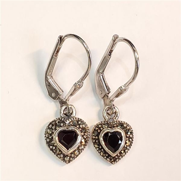 Silver Garnet Marcastie Earrings, Suggested Retail Value $100