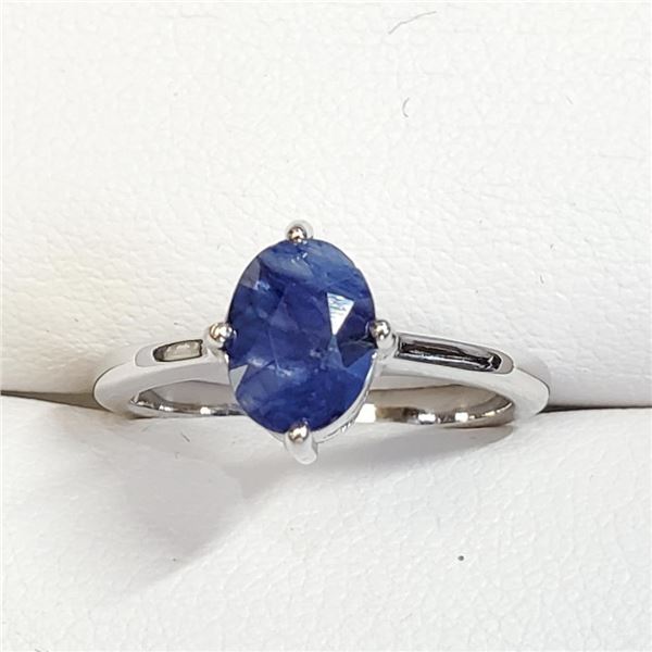Silver Sapphire(1.6ct) Ring (~Size 6)(Ring is resizable for $40) (~weight 2.22g), Suggested Retail V