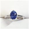 Image 1 : Silver Sapphire(1.6ct) Ring (~Size 6)(Ring is resizable for $40) (~weight 2.22g), Suggested Retail V