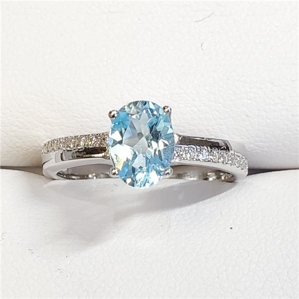Silver Topaz(1.6ct) Ring (~Size 6)(Ring is resizable for $40) (~weight 3g), Suggested Retail Value $