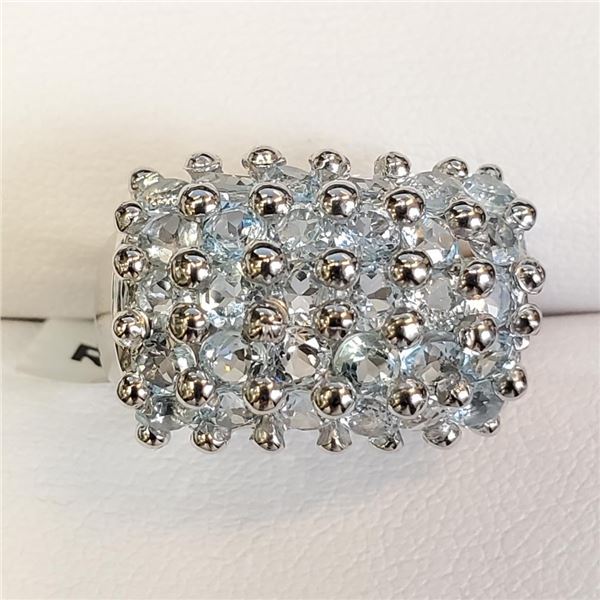 Silver Blue Topaz(3.4ct) Ring (~Size 7)(Ring is resizable for $40) (~length 0 inches), Suggested Ret