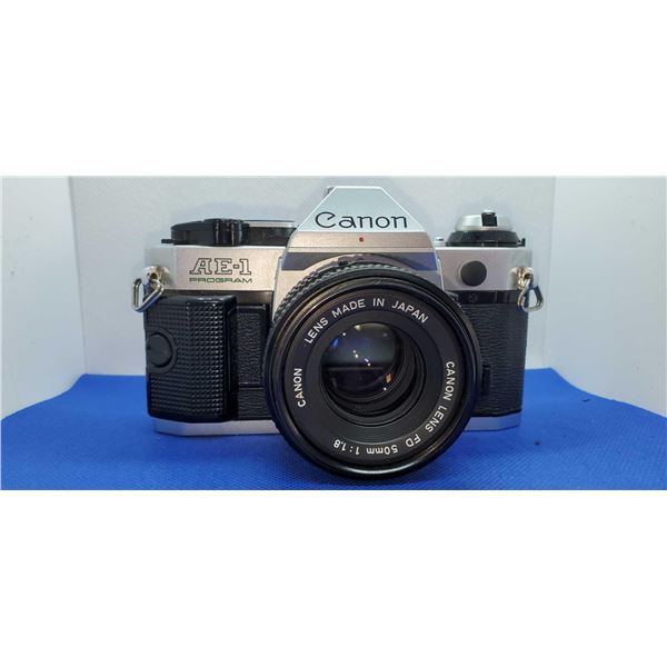 Canon AE-1 Program 35mm Camera serial #4083328 with Canon FD 1:1.8/50 Lens and case