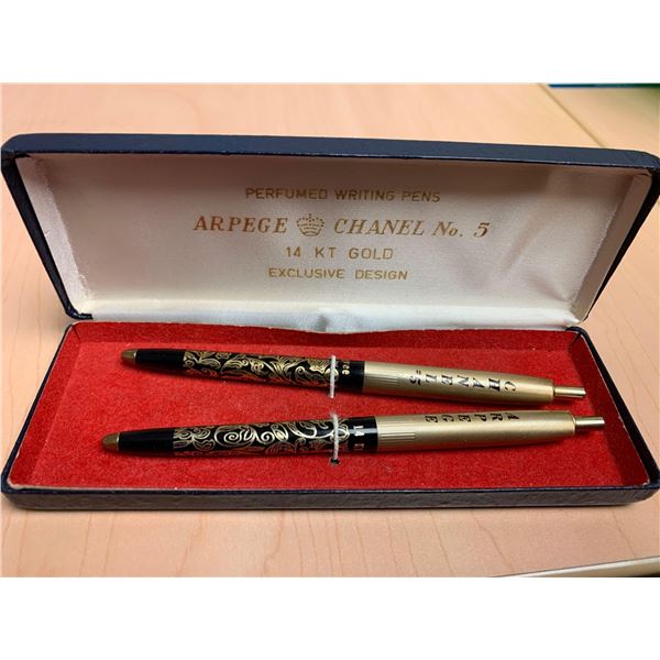 Vintage Arpege Chanel No.5 Set of 14Kt Gold Pen with case