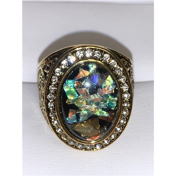 Gents Brilliant Opal Solitaire ring size 10 stamped 750