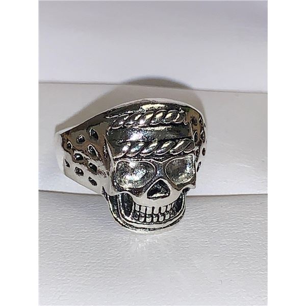 Mens Biker Silver Skull Ring size 10 - ghost rider