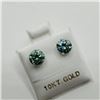 Image 2 : 10K White Gold Light Bluish Green Moissanite(1.5ct) Earrings (~Size )) (~weight 0.68g), Made in Cana