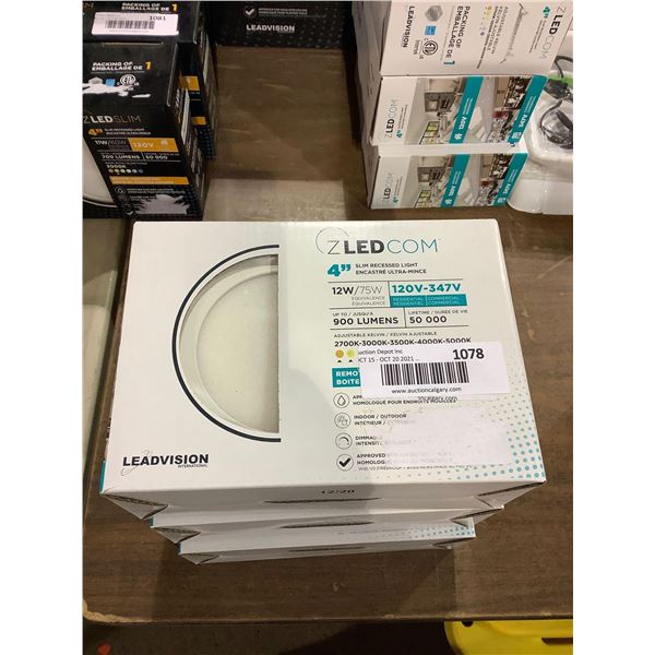 Leadvision ZLED Com Dimmable Adjustable Kelvin 4in Slim Recessed Light with Remote Junction Box 12W/