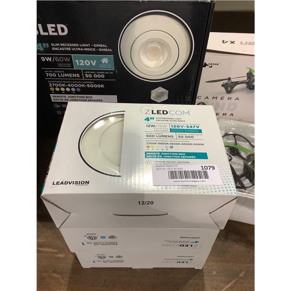 Leadvision ZLED Com Dimmable Adjustable Kelvin 4in Slim Recessed Light with Remote Junction Box 12W/