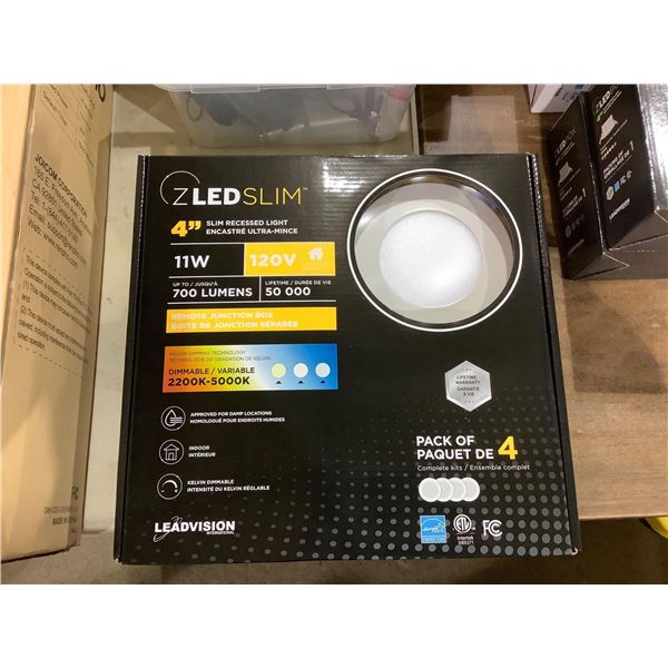 Leadvision 4-Pack ZLED Slim Dimmable Adjustable Kelvin 4in Slim Recessed Light with Remote Junction 