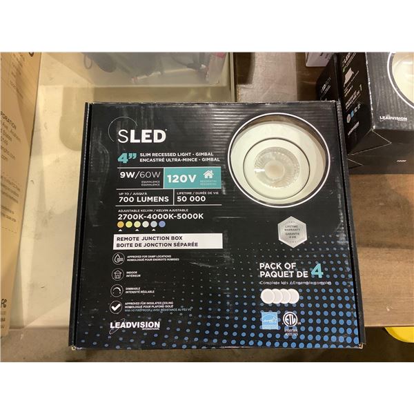 Leadvision 4-Pack SLED Dimmable Adjustable Kelvin 4in Slim Recessed Light with Remote Junction Box 9