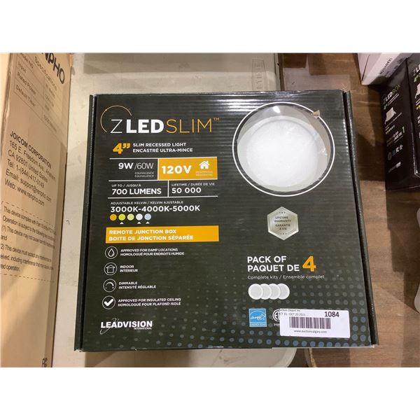 Leadvision 4-Pack ZLED Dimmable Adjustable Kelvin 4in Slim Recessed Light with Remote Junction Box 9