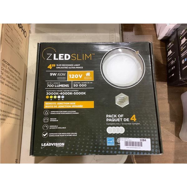 Leadvision 4-Pack ZLED Dimmable Adjustable Kelvin 4in Slim Recessed Light with Remote Junction Box 9