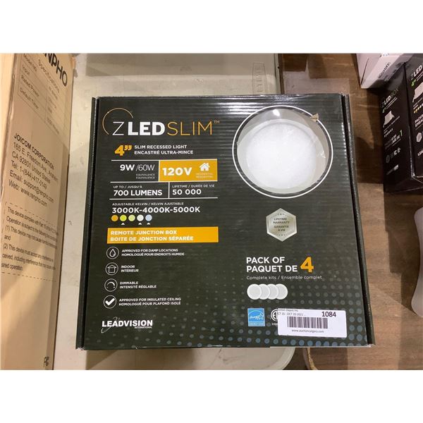 Leadvision 4-Pack ZLED Dimmable Adjustable Kelvin 4in Slim Recessed Light with Remote Junction Box 9