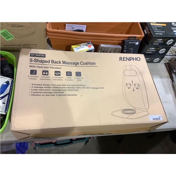 Renpho S-Shaped Back Massage Cushion w/ Heat and Vibration
