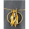 Image 2 : 18KT YELLOW AND WHITE GOLD DIAMOND SET CAVELTI PENDANT/BROOCH, HAND MADE, WITH 3 ROUND BRILLIANT