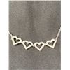 Image 2 : 18KT WHITE GOLD DIAMOND SET NECKLACE, 2 IN 1 DESIGN WITH 4 PAVE SET DIAMOND HEARTS EACH SET WITH 16