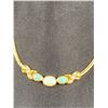 Image 2 : 18KT YELLOW GOLD NATURAL CRYSTAL OPAL AND DIAMOND SET CHOKER LENGTH NECKLACE, 3 OVAL CABOCHON CUT