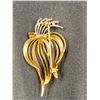 Image 2 : 14KT YELLOW AND WHITE GOLD NATURAL RUBY AND DIAMOND SET BROOCH, 50 X 30MM, 2 ROUND MIXED CUT