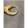 Image 2 : 14KT YELLOW GOLD NATURAL RUBY LADIES DRESS RING, SET WITH 8 ROUND MIXED CUT RUBIES APPROX 0.60CT,