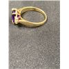 Image 2 : 14KT YELLOW GOLD AND WHITE GOLD NATURAL AMETHYST AND DIAMOND SET RING, 1 OVAL MODIFIED ROSE CUT