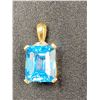 Image 1 : 14KT YELLOW GOLD NATURAL BLUE TOPAZ AND DIAMOND SET PENDANT, 1 STEP CUT NATURAL BLUE TOPAZ