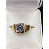 Image 1 : 10KT YELLOW GOLD AND WHITE GOLD NATURAL BLUE SAPPHIRE DRESS RING, 7 ROUND MIXED CUT BLUE SAPPHIRES