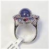 Image 2 : SILVER TANZANITE(14.2CT) DIAMOND(0.5CT) RING SIZE 6.5