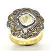 Image 1 : GOLD PLATED SILVER ROSE CUT DIAMOND(0.45CT) RING SIZE 7