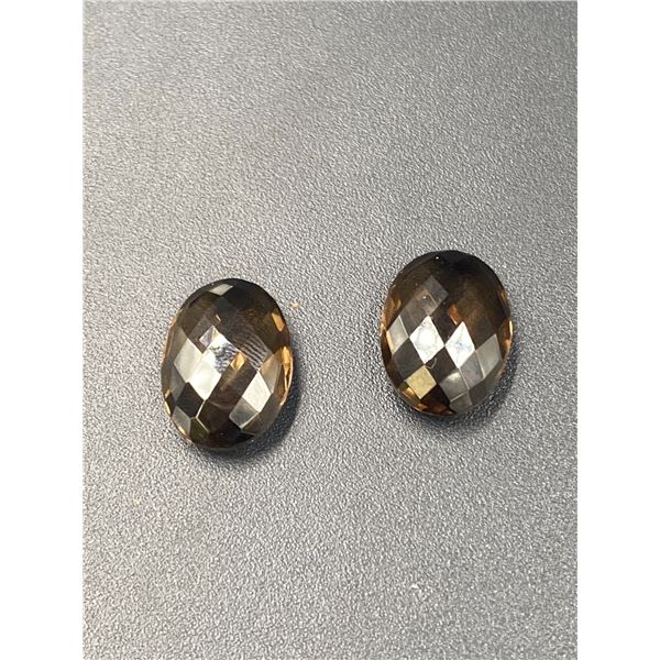 SMOKEY QUARTZ 19.595CT, 18 X 13 X 6MM, OVAL CHECKERED CUT, LOUPE CLEAN CLARITY, BRAZIL, UNTREATED