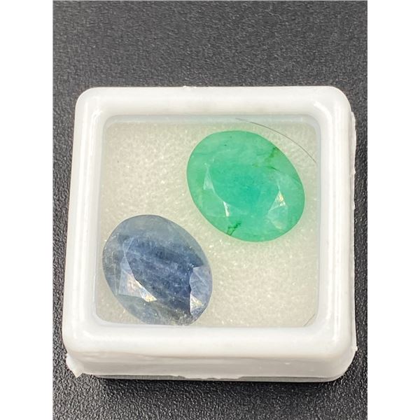 BLUE SAPPHIRE 8.80CT, EMERALD 6.470CT, VARIOUS SIZES, OVAL CUT, OPAQUE, UNTREATED