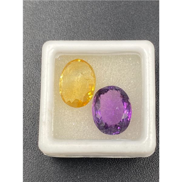 AMETHYST CITRINE COMBO 10.00CT, VARIOUS SIZES, OVAL CUT, LOUPE CLEAN CLARITY, BRAZIL, UNTREATED