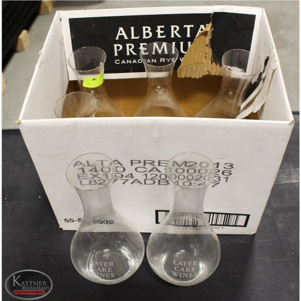 LOT OF 6 GLASS WINE DECANTERS