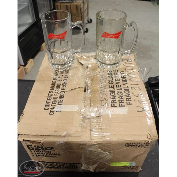 CASE OF 9 BUDWIESER GLASS TANKARDS