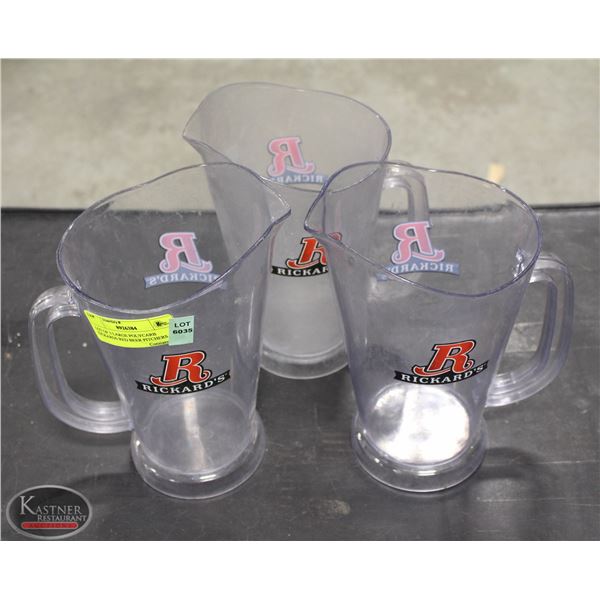 LOT OF 3 LARGE POLYCARB RICKARDS RED BEER PITCHERS