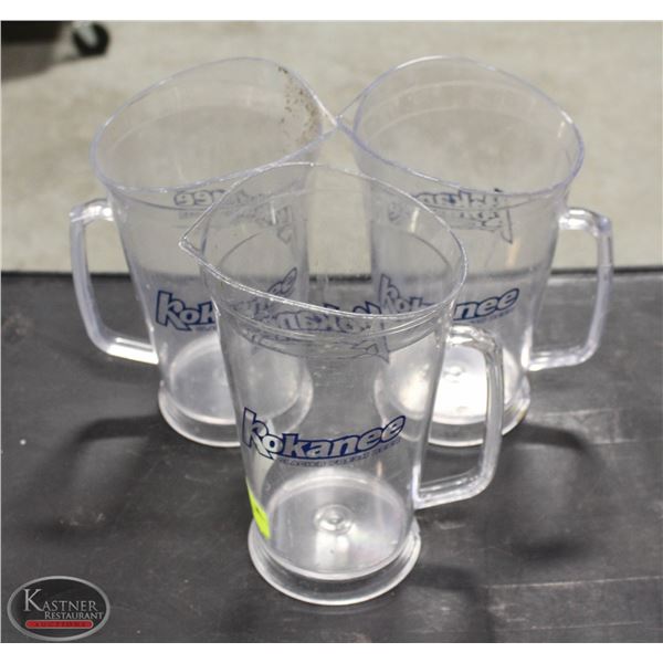 LOT OF 3 LARGE POLYCARB KOKANEE BEER PITCHERS
