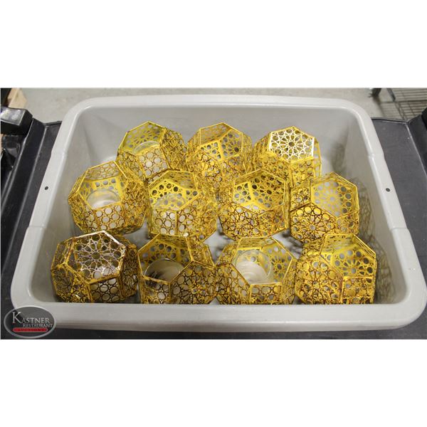 TOTE OF 11 METAL CANDLE HOLDERS