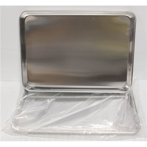 LOT OF 2 NEW HALF SIZE ALUMINUM BUN PANS