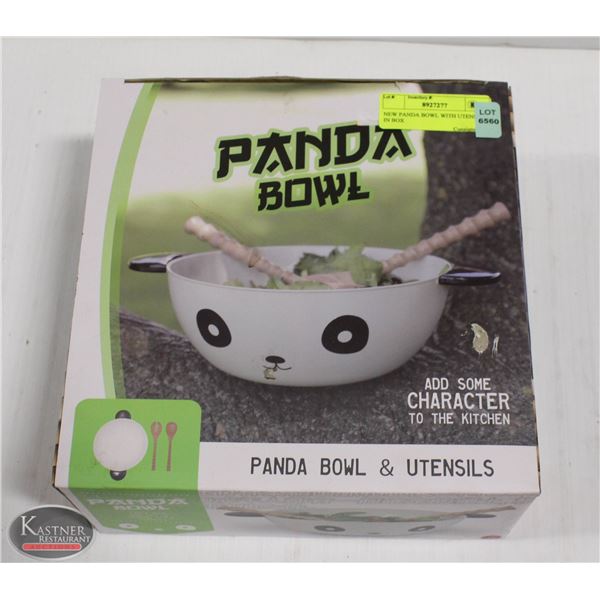 NEW PANDA BOWL WITH UTENSILS IN BOX