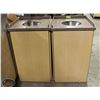 Image 1 : LOT OF TWO WOODEN TRASH RECEPTACLES ON CASTORS