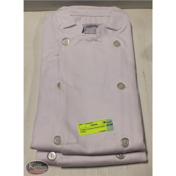 2 CULINARY WHITE SHIRTS SIZE LARGE