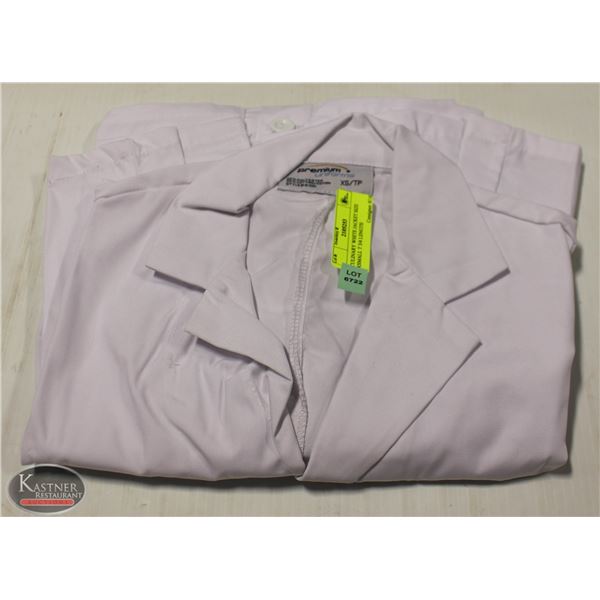 CULINARY WHITE JACKET SIZE XSMALL T 3/4 LENGTH