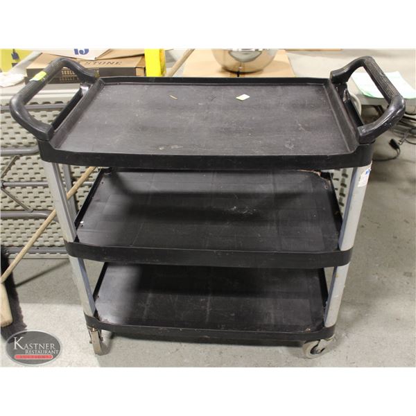 3 TIER PLASTIC SERVICE CART ON CASTORS