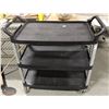 3 TIER PLASTIC SERVICE CART ON CASTORS