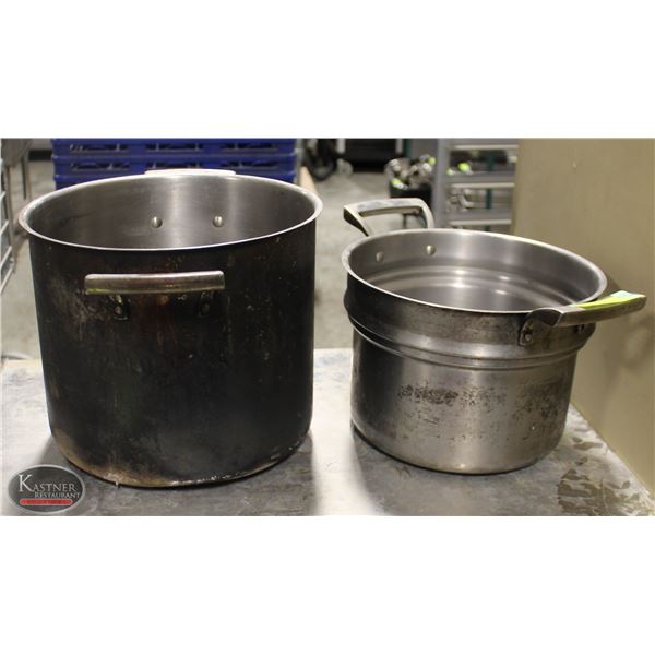 LOT OF 2 STAINLESS STEEL STOCK POTS 7.5 QT & 12 QT