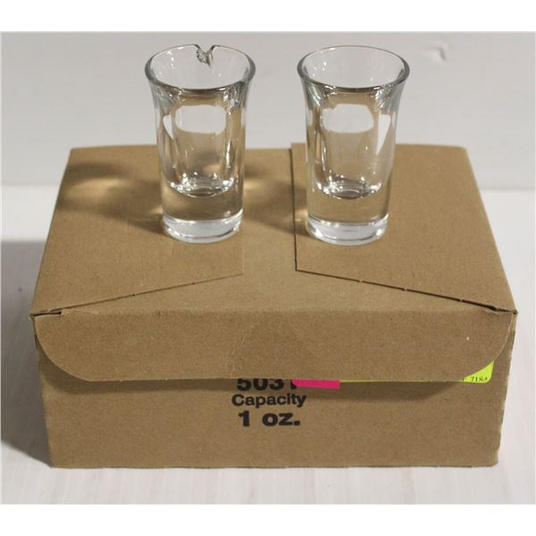 BOX OF 12 X 1 OZ GLASS SHOT GLASSES - NEW