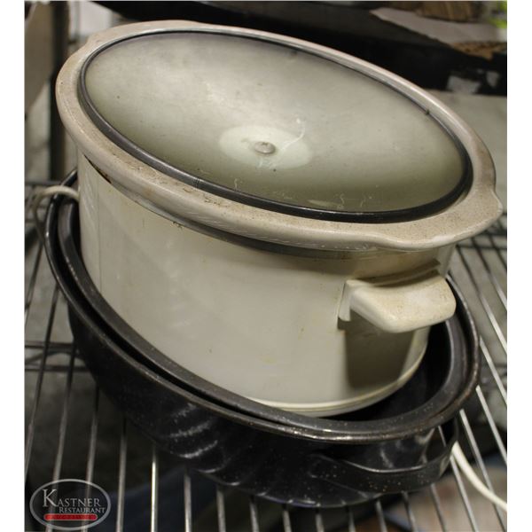 OVAL SLOW COOKER /W OVAL ROASTING PAN