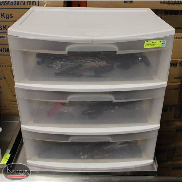 3 BIN STORAGE WITH KNIVES AND KITCHEN UTENSILS